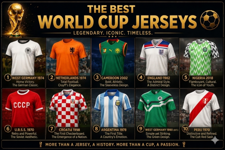 Iconic World Cup football jerseys and kits throughout history