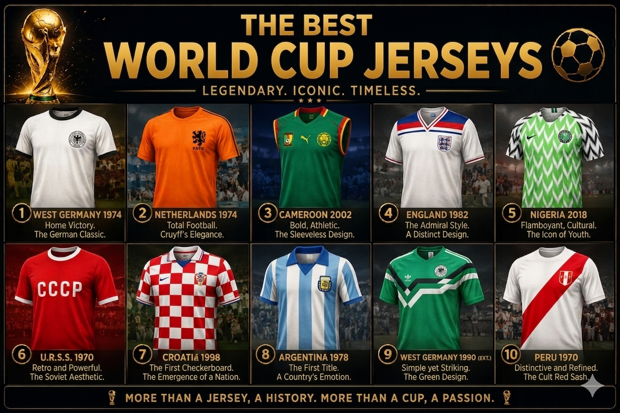 Iconic World Cup football jerseys and kits throughout history